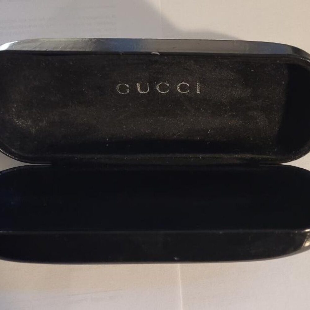 Gucci Black Sunglasses Eye Glasses Case Hard Clam Shell Black Velvet Interior - Picture 2 of 5